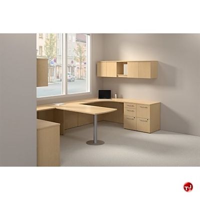 2 Person Office Desk | Picture of Bush Realize 2 Person Desk Workstation, Wall Storage Home Office Furniture Layout, 2 Person Home Office, 2 Person Office, 2 Desks, 2 Person Desk, Office Furniture Layout, Home Office Layouts, Study Spaces, Desk Workstation