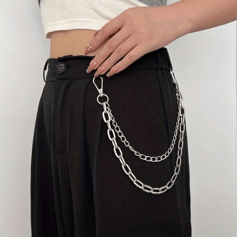 Faster shipping. Better service Chain Outfit Aesthetic, Chain Outfit, Chain Pants, Punk Street Style, Pant Chains, Jeans Street Style, Body Chains, Moda Punk, Estilo Hip Hop