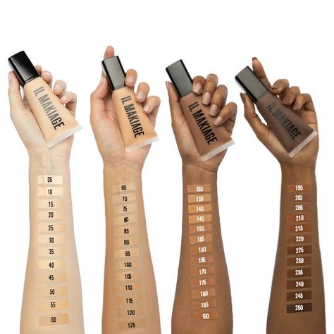 After Party Full Coverage Foundation | IL MAKIAGE T Cake, Foundation Swatches, Abaya Designs Latest, Foundation Tips, Foundation Shade, Magical Makeup, Find Your Match, Full Coverage Foundation, Foundation Colors