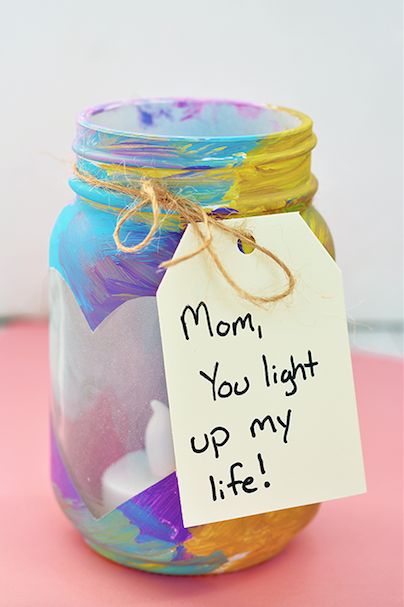 A DIY mason jar votive is a Mother's Day gift kids can help create and Mom will love.  #mothersday #wishlist #inspiration #love #gift #diy Diy Gifts For Mothers, Easy Mother's Day Crafts, Diy Mother's Day Crafts, Mother's Day Projects, Mother's Day Activities, Mother's Day Craft, Mothers Day Ideas, Diy Gifts For Mom, Diy Mother's Day