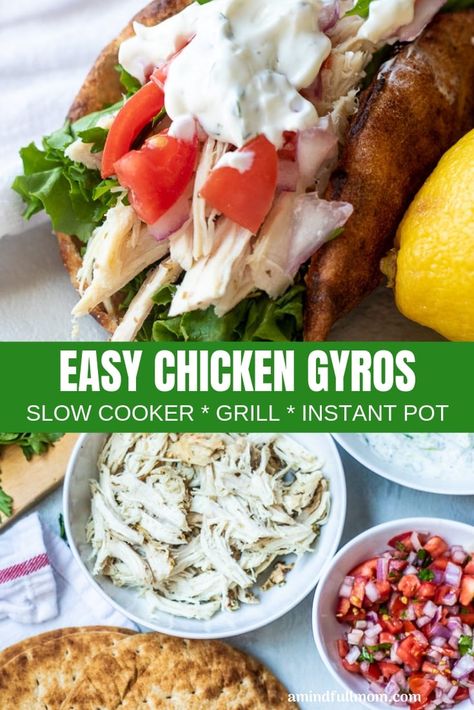 Chicken Gyros Crockpot, Easy Gyro Recipe, Easy Chicken Gyros, Macro Tracking, Chicken Gyro Recipe, Macro Counting, Macro Recipes, Dinner Planning, Sandwiches Recipes