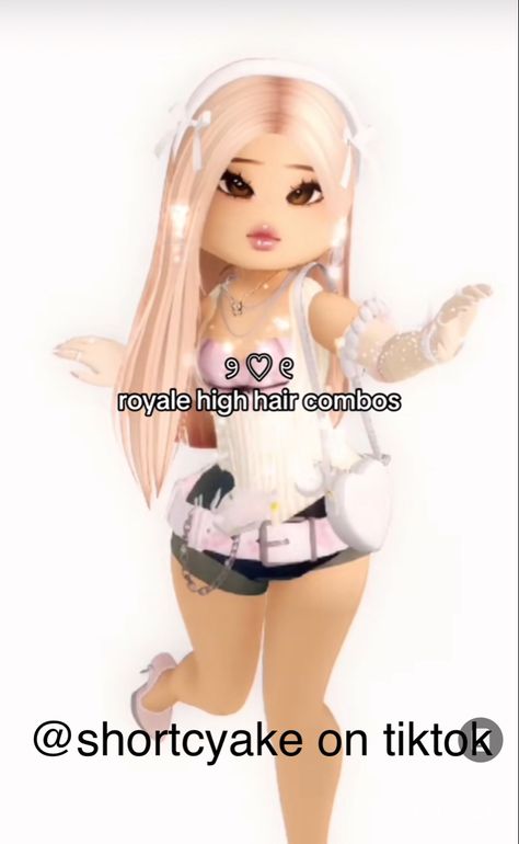 Rh Fits, Royal High Hair Combos, High Hair, Bangs, Hello Kitty, Hair Color, Illustration Art, Hair Styles, Hair