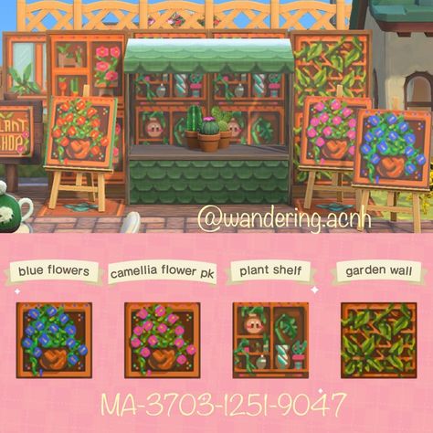 Art Bulletin Boards, Flower Shop Design, Acnh Design Codes, Acnh Inspiration, Animal Crossing Wild World, Theme Nature, Animal Crossing Inspiration, Animal Crossing Villagers, Flower Panels