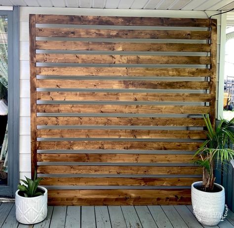 Outdoor Decorative Wall Panel - Jennifer Rizzo Outdoor Patio Wood Slats, Wood Trellis Wall, Half Wall Privacy Ideas, Wood Wall Outside, Privacy Wall On Deck Wood Slats, Decking Boards Ideas, Wood Wall Outdoor, Patio Wall Ideas, Backyard Mural