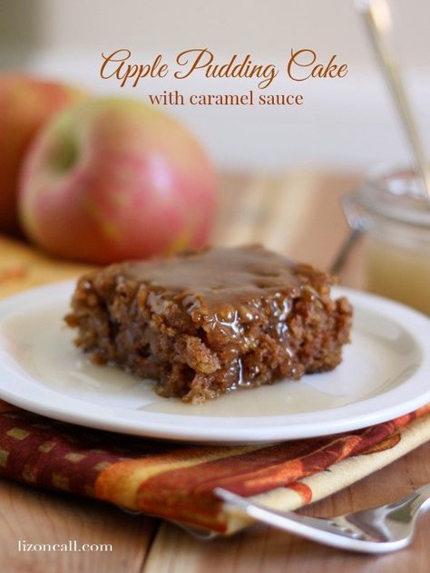 apple pudding cake with caramel sauce - lizoncall.com #apple #cake Apple Pudding Cake Recipe, Apple Pudding Cake, Cake With Caramel Sauce, Butter Cream Sauce, Apple Pudding, Cake With Caramel, Apple Cake Recipes, Pudding Cake, Pie Cake