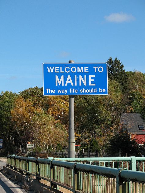 Who doesn't get the sense of overwhelming relief and excitement when they see this sign as you pass over the Piscataqua River Bridge on i95? http://www.visitmaine.net Moving To Maine, Maine Living, New England States, Maine Vacation, Maine Travel, Forest City, New Energy, Oh The Places Youll Go, Rafting