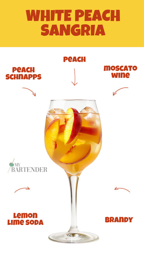 White Peach Sangria Alcoholic Snacks, Boozy Slushies, Best Wine For Sangria, Peach Schnapps Drinks, Best Sangria Recipe, Fall Sangria Recipes, White Peach Sangria, Mobile Bartending, Peach Wine