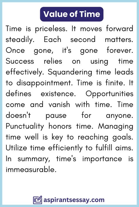 Paragraph on Value of Time in English (100, 150, 200, 250 Words) Value Of Time Essay, Reading Paragraph, Improve English Writing, Stories With Moral Lessons, Value Of Time, Debate Topics, Bush Fire, Gen Alpha, English Transition Words