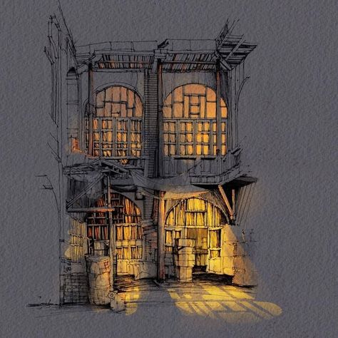 Creation Art, Glowing Art, Architecture Drawing Art, Arte Sketchbook, Urban Sketching, Architecture Sketch, A Drawing, Architecture Drawing, 그림 그리기