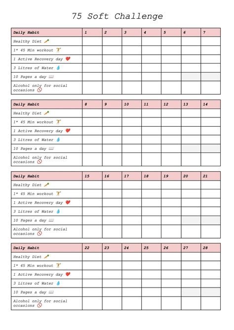 2024 75 Soft Challenge Tracker PDF instant Download - Etsy planneraddict #weeklymealplannertemplate #digitalplannergirl🛠️. 75 Day Soft Challenge Free Printable, 75 Day Soft Challenge Tracker Free Printable, 75 Soft Template, 75 Challenge Soft, Hattie Aesthetic, 75 Soft Challenge Tracker Free Download, 75 Soft Aesthetic, 75 Soft Challenge Rules, Soft 75 Challenge