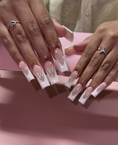 Acrilyc Nails Design Ideas, Pink Ombre Nails, Unique Acrylic Nails, Bling Acrylic Nails, Pink Ombre, Ombre Nails, Long Acrylic Nails, Cute Acrylic Nails, Nail Inspo