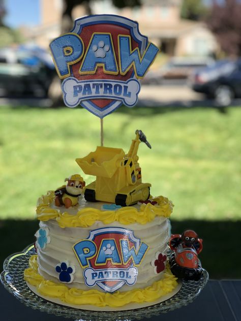 Rubble Cake Paw Patrol, Rubble Birthday Cake, Rubble Paw Patrol Cake, Paw Patrol Small Cake, Paw Patrol Number Cake 3rd Birthday, Paw Patrol Cake 2 Tier, Paw Patrol Birthday Cake Boys, Paw Patrol Cake One Tier, Paw Patrol Birthday Party Cake