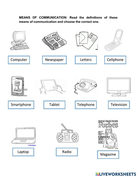 Means Of Communication Worksheets, Means Of Communication, English As A Second Language (esl), English As A Second Language, Online Activities, School Subjects, Online Workouts, Worksheets For Kids, Google Classroom