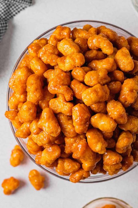 Puffed Caramel Corn Recipe (Easy & Delicious) - Midwest Nice Caramel Corn Recipe Easy, Carmel Popcorn Recipe, Caramel Puffed Corn Recipe, Puffed Corn Recipes, Caramel Puff Corn, Caramel Corn Recipe, Caramel Corn Recipes, Popcorn Recipes Caramel, Corn Puffs