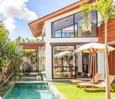 Bali Style Home, Small Villa, Pool House Plans, Bali House, Rest House, Bali Style, Tropical House, Beach House Design, Tropical Houses