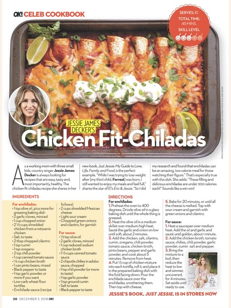 Jessie James Decker Recipes, Tummy Yummy, James Decker, Jessie James Decker, Summer Meal, Jessie James, Savory Chicken, Enchilada Recipes, Health Dinner