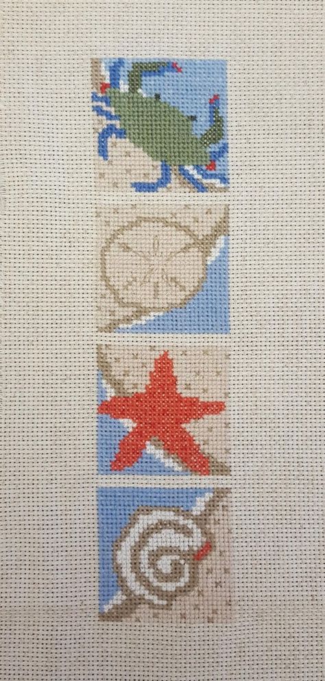 Minis from the Seashore Help You Hold onto Summer Seashell Cross Stitch, Shell Cross Stitch, Sand Dollar Shell, Cross Stitch Map, Shell Cross, Cross Stitch Sea, Holiday Cross Stitch Patterns, Cross Stitch Border Pattern, Stella Marina