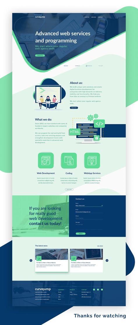 Curvejump_Website design on Behance Blue And White Website Design, Geometric Website Design, Website Form Design, Green Website Design, Tech Website Design, Blue Website, Corporate Website Design, Website Color Schemes, Best Landing Page Design