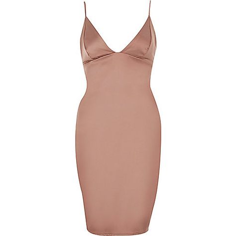 Beige Cocktail, Plunging Neckline Dress, Pink Camisole, Dresses Beige, Plunging Neck Dress, Pink Bodycon, Bodycon Outfits, Pink Dress Short, Bodycon Cocktail Dress