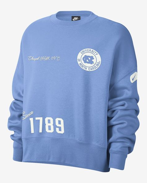 UNC Women's Nike College Crew-Neck Sweatshirt. Nike.com Sweatshirt Nike, University Of North Carolina, Tar Heels, Chapel Hill, White Style, Game Day, Nike Women, Air Jordans, The Year