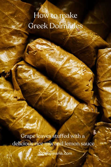 You don't need to buy it from a can ever again! 🇬🇷 They are a delicious Greek dish made from grape leaves, stuffed with a delicious meat and rice mixture filled with dill, onions, and olive oil. Once rolled up, they are boiled until tender and are honestly just such a treat. Serve them with the most delicious lemon sauce and knock the socks off of your guests. Greek Dolmades, Dolmades Recipe, Grape Leaves Recipe, Rice And Meat, Recipe With Lemon, Small Bites Appetizers, Stuffed Grape Leaves, Mediterranean Meals, Cabbage Rolls Recipe