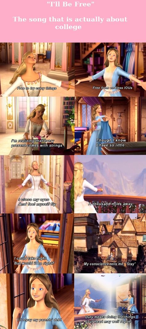 Haha!  Barbie Princess and the Pauper- I'll Be Free - a song that is actually about college life Wallpaper Funny Quotes, Iphone Wallpaper Funny, Quotes Lol, Barbie Song, Wall Paper Iphone, Paper Iphone, Barbie Quotes, Princess And The Pauper, Christian College