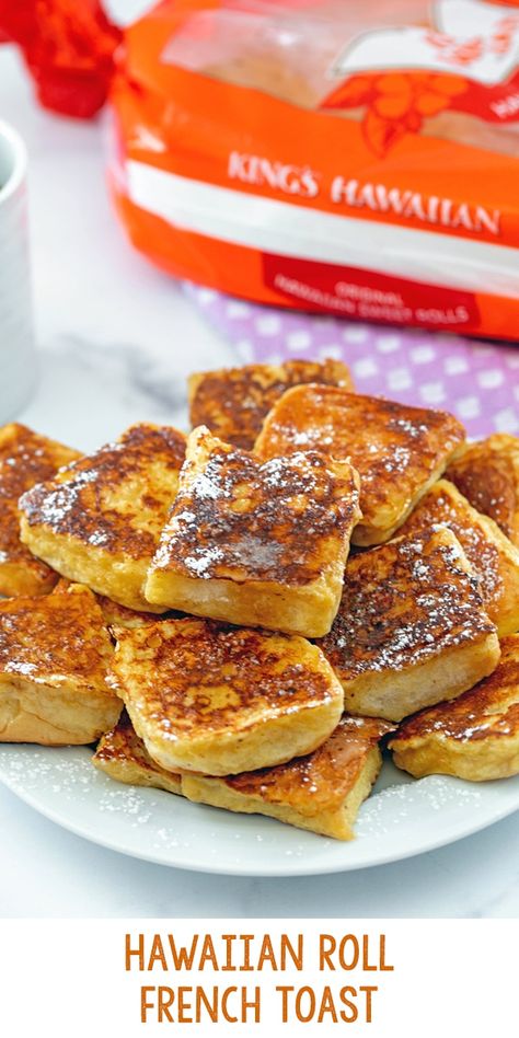 Hawaiian Roll French Toast French Toast Bites Recipe, Hawaiian Roll French Toast, French Toast Bites, Hawaiian Roll, French Toast Recipe, Breakfast Recipes Casserole, Think Food, Breakfast Brunch Recipes, Breakfast Dishes