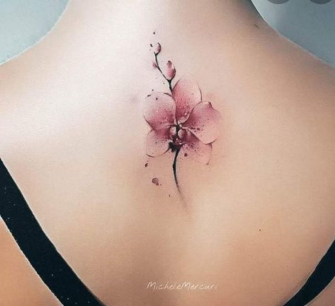 Tato Neck, Tato Men, Pink Flower Tattoo, Orchid Tattoos, Tato Naruto, Tato Mandala, Tato Maori, Tato Minimal, Orchid Tattoo