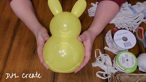 Dollar Tree Plastic Bunny Crafts, Dollar Tree Bunny Makeover, Dollar Tree Bunny Crafts, Dollar Store Easter Crafts, Dollar Tree Bunny, Dollar Tree Easter Crafts, Easter Bags, Bunny Basket, Easter Basket Diy