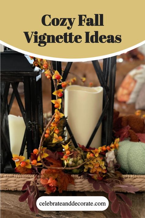 Cozy Fall Vignette Ideas Coffee Table Trays Ideas, Fall Shelf Styling, Fall Coffee Table Decor Tray, Coffee Table Fall Decor Ideas, Autumn Coffee Table Decor, Ottoman Tray Decor, Coffee Table Fall Decor, Design Vignettes, Styling A Coffee Table