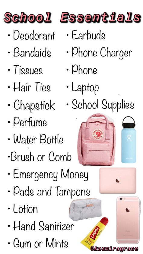 School Pouch Essentials, How To Organize Your Bookbag, Highschool Bag Checklist, School Bag Essentials 6th Grade, Field Trip Essentials, Back To School Hygiene Kit, Secondary School Bag Essentials, What’s In My School Backpack Ideas, What’s In My Backpack High School