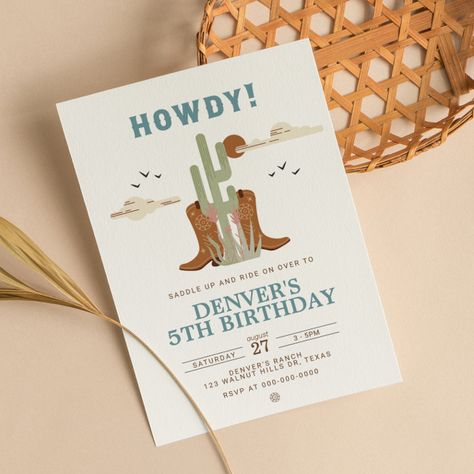 Wild West Cowboy Country Western Birthday Party Invitation - kids birthday Wild West Party Theme, Cowboy Party Invitations, Wild West Cowgirl, Rodeo Birthday Invitations, Cowgirl Birthday Invitations, Cowboy Themed Birthday Party, Cowboy Invitations, Western Birthday Party, Wild West Party