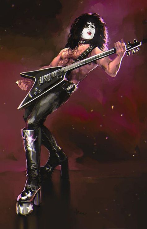 Starchild Kiss Fanart, Kiss Band Fanart, Kiss Fanart, Banda Kiss, Kiss Artwork, Financial Charts, 80s Makeup, Kiss Concert, Kiss Army