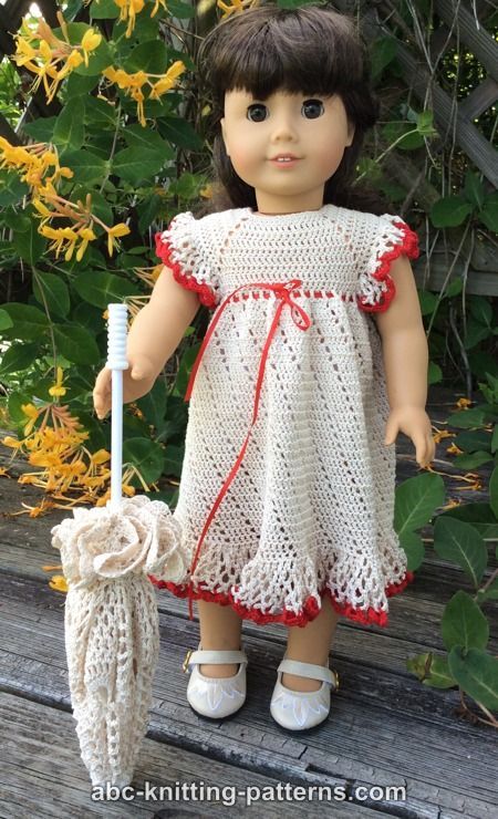 ABC Knitting Patterns - American Girl Doll Parasol Free Crochet Doll Dress Patterns, Crochet Parasol Pattern, Crochet American Girl Doll Clothes Free, Crochet American Girl Doll Clothes, Crochet 18inch Doll Clothes Free Pattern, American Girl Doll Clothes Crochet Pattern Free, Baby Alive Doll Clothes, Crochet Doll Clothes Patterns, American Girl Crochet