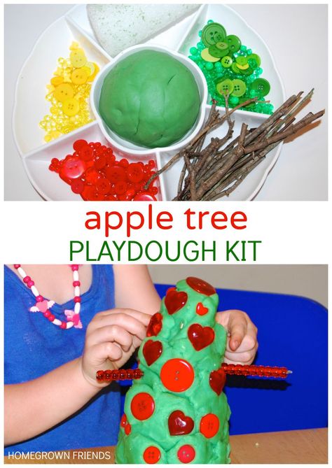 Apple Tree Playdough Kit Apple Playdough, Apple Song, Preschool Apple Theme, September Preschool, Playdough Kit, Apple Lessons, Apple Preschool, Teach Preschool, November Activities