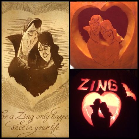 "For a Zing only happens once in your life." Hotel Transylvania. This years pumpkin carving! Hotel Transylvania Pumpkin Carving, Hotel Transylvania Tattoo, Zing Hotel Transylvania, Transylvania Dracula, Dracula Hotel Transylvania, Funny Pumpkin Carvings, Halloween Dracula, Holiday Crafts Decorations, Pumpkin Carvings