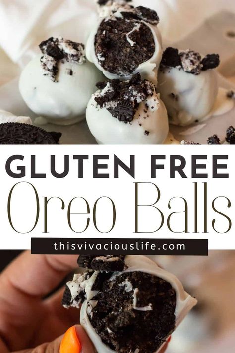 These gluten free Oreo balls are an easy dessert and a sweet treat. It requires simple ingredients, and you can make them with your kiddos. Gluten Free Oreo Balls, Gluten Free Christmas Treats, Cookies Cream Cheese, Gluten Free Tiramisu, Gluten Free Oreos, Oreo Balls Recipe, Healthy Holiday Desserts, Cheese And Chocolate, Cream Cheese Ball