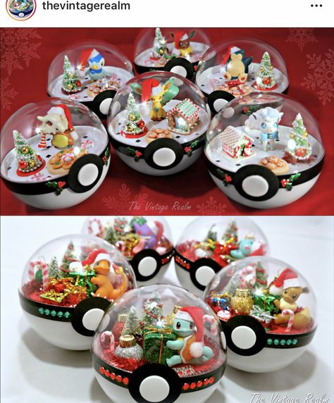 Anime Christmas Gift Ideas, Diy Pokémon Gifts, Pokemon Christmas Ornaments Diy, Pokemon Christmas Tree Ideas, Pokemon Christmas Crafts, Diy Pokemon Ornaments, Anime Christmas Decorations, Pokemon Christmas Decorations, Diy Pokemon Decor