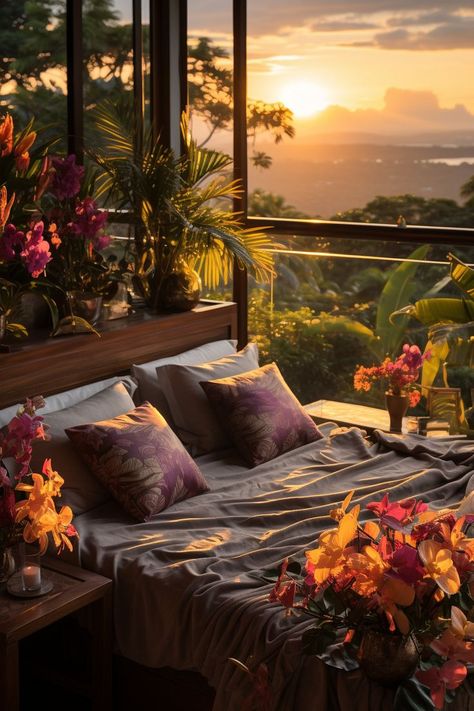 Warm Cozy Vibes: Hawaii-Inspired Luxury and Aesthetics for Your Bedroom | Winter Escape Holiday Hot Warm Apartment, Tropical Lifestyle, Sleek Decor, Houses Design, Tropical Bedrooms, Seaside Decor, Hawaii Homes, Luxury Bedroom Master, Tropical House