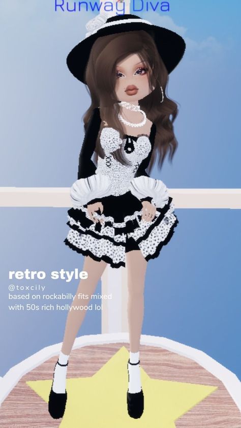 retro style - dti / dress to impress Retro Outfits Dress, Retro Style Outfits, Model Legs, Glamour Outfit, Outfit Retro, Retro Style Dress, Bratz Inspired Outfits, Outfits Retro, Retro Glamour