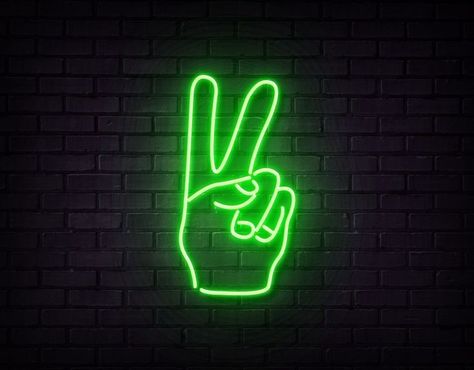 People Talking, Green Neon, Make Peace, Peace Sign, Peace Love, Neon Green, Bespoke, Neon, Green