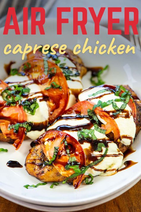 Air Fryer Caprese Chicken, Chicken Caprese Recipe, Caprese Recipe, Chicken Air Fryer, Tomato Caprese, Chicken Caprese, Air Fryer Chicken Thighs, Caprese Recipes, Chicken With Italian Seasoning