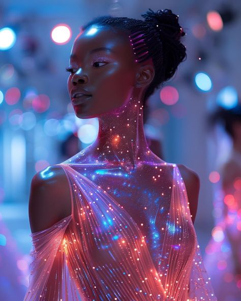 🪩✨ #ai #aiart #aiartcommunity #aiartwork #midjourneyv6 #midjourney #midjourneyart #midjourneygallery #digitalart #disco #futuristic #neonlights #ethereal #ethereal_moods Scifi Goddess, Futuristic Fairy Aesthetic, Ethereal Futuristic Aesthetic, Futuristic Goddess, Sparkle Outfits, Fem Aesthetic, Money 2023, Afro Futurism Photoshoot, Cosmic Goddess