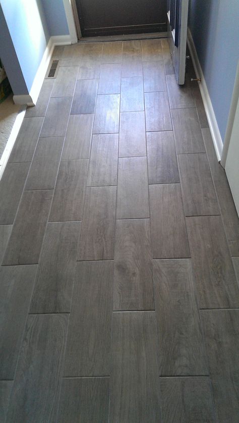 Floor for all bathrooms except main level.  Dal-Tile Emblem Gray 2x20 Mozek Tiles Design, 3x6 White Subway Tile, Mediterranean Apartment, Hall Tiles, Wood Grain Tile, Dal Tile, Vintage Bedroom Furniture, Grey Floor Tiles, Tile Stairs