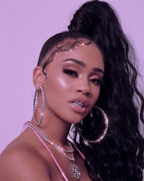 RESTOCKED ! 💎 @saweetie wearing the XL Diamond Hoops in Silver click link in bio to shop  #shopdeelish #diamondhoops Barbie Tingz, Icy Girl, Female Rappers, Lil Wayne, Grunge Hair, Pretty Makeup, Baby Hairstyles, Cortes De Cabello Corto, Hair Inspo