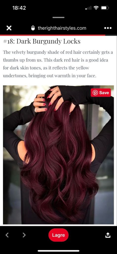 Mulberry Balayage Hair, Raspberry Hair Color Formula, Bergandi Color Hair, Dark Merlot Hair Color, Merlot Hair Color Burgundy, Burgundy Hair Tan Skin, Burgundy Hair Formula, Berry Colored Hair, Cherry Coke Dark Red Hair Color Burgundy