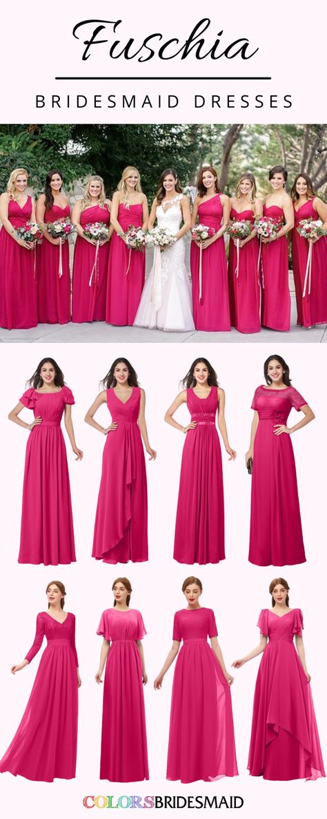 Fushia Bridesmaid Dress, Fuschia Pink Bridesmaid Dresses, Fuchsia Dress Outfit Wedding, Bridesmaid Dresses Fuschia, Bridesmaid Pink Dresses, Fuchsia Wedding Colors, Berry Bridesmaid Dresses, Magenta Bridesmaid Dresses, Fuchsia Dress Outfit