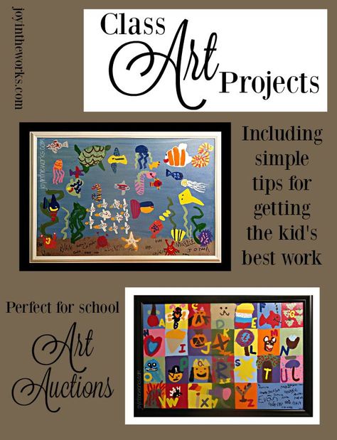 Looking for a simple class art project for a school art auction or other project? Check out these simple group canvas paintings plus tips on how to get the kids' best work! School Age Crafts, School Auction Projects, Class Auction Projects, Art Auction Projects, Group Art Projects, Class Art Projects, Middle School Art Projects, School Auction, Auction Projects