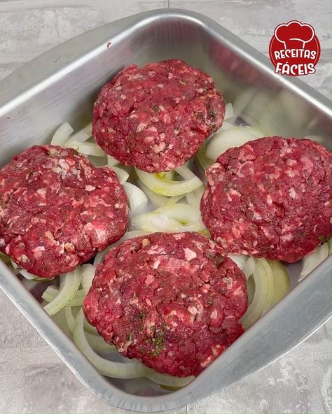 More Recipes - After this recipe, you will only want to eat ground beef like this! Simply deliciou… | Beef steak recipes, Beef recipes for dinner, Beef recipes easy Best Ever Ground Beef Recipes, Burger Dishes Ground Beef, Hamburger Patty Casserole, Ground Beef Onion Recipes, Baked Hamburgers Over Onions, Recipes Using Ground Beef Quick Meals, Ground Beef Dishes Healthy, Beef Patty Dinner Ideas, Quick Dinner Ground Beef