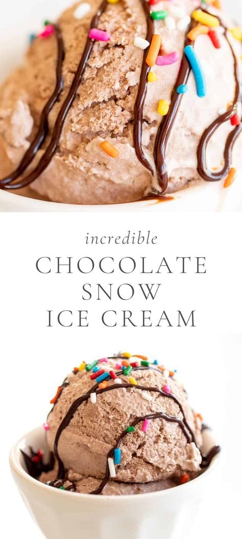 Snowcream Recipe, Snow Ice Cream, Fall Cookie Recipes, Chocolate Ice Cream Recipe, Snow Cream, Family Desserts, Julie Blanner, Frozen Hot Chocolate, Sorbet Recipes